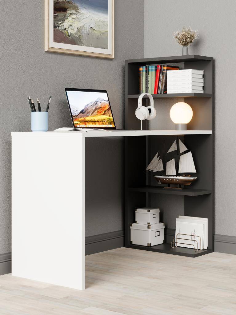 Kuzeylife Luga Kitaplık Çalışma Masası Antrasit - 2