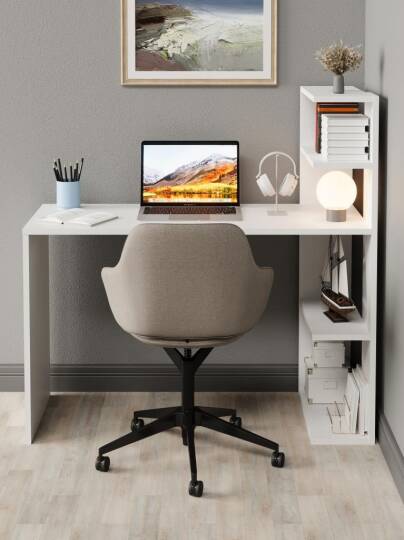 Kuzeylife Luga Kitaplık Çalışma Masası Beyaz - 3