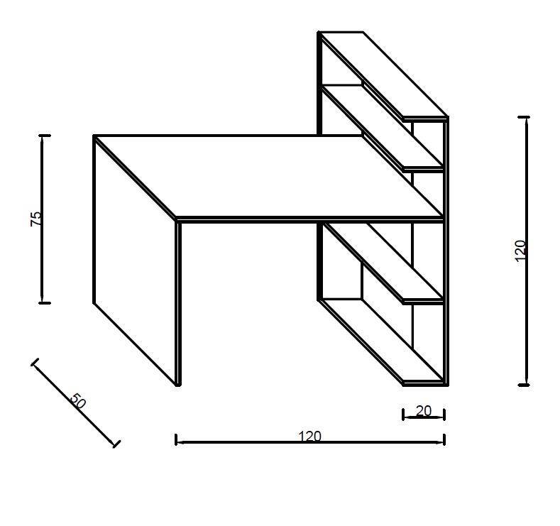 Kuzeylife Luga Kitaplık Çalışma Masası Beyaz - 4