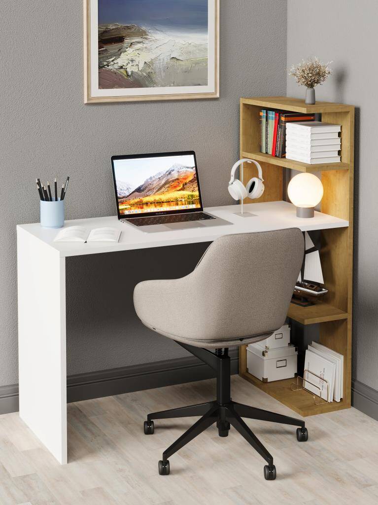 Kuzeylife Luga Kitaplık Çalışma Masası Safir Meşe - 1