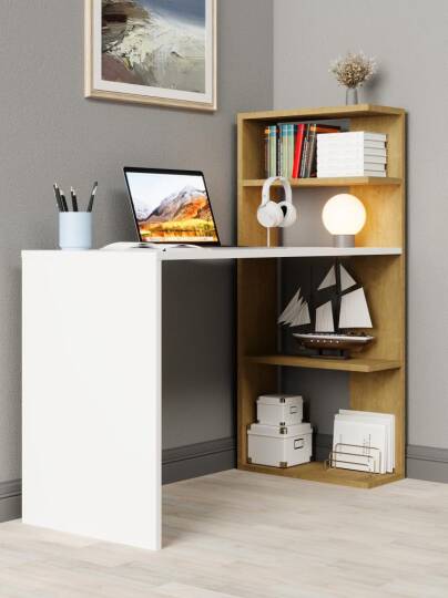 Kuzeylife Luga Kitaplık Çalışma Masası Safir Meşe - 2