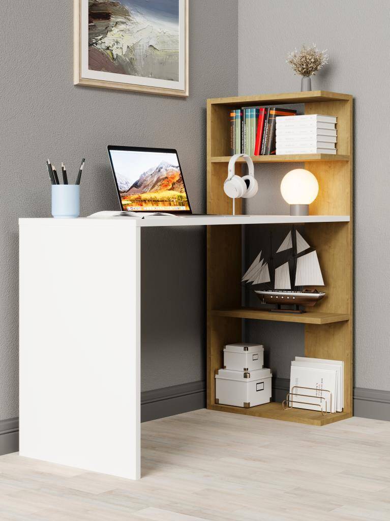 Kuzeylife Luga Kitaplık Çalışma Masası Safir Meşe - 2