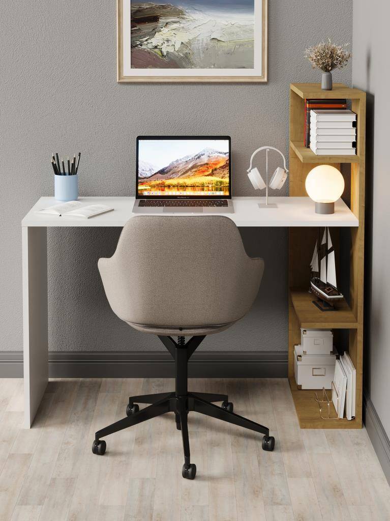 Kuzeylife Luga Kitaplık Çalışma Masası Safir Meşe - 3