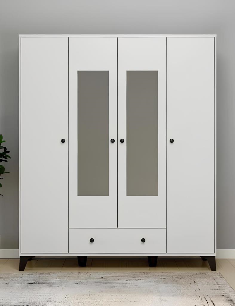 Kuzeylife Nevada 4 Kapaklı Aynalı Gardrop - 1