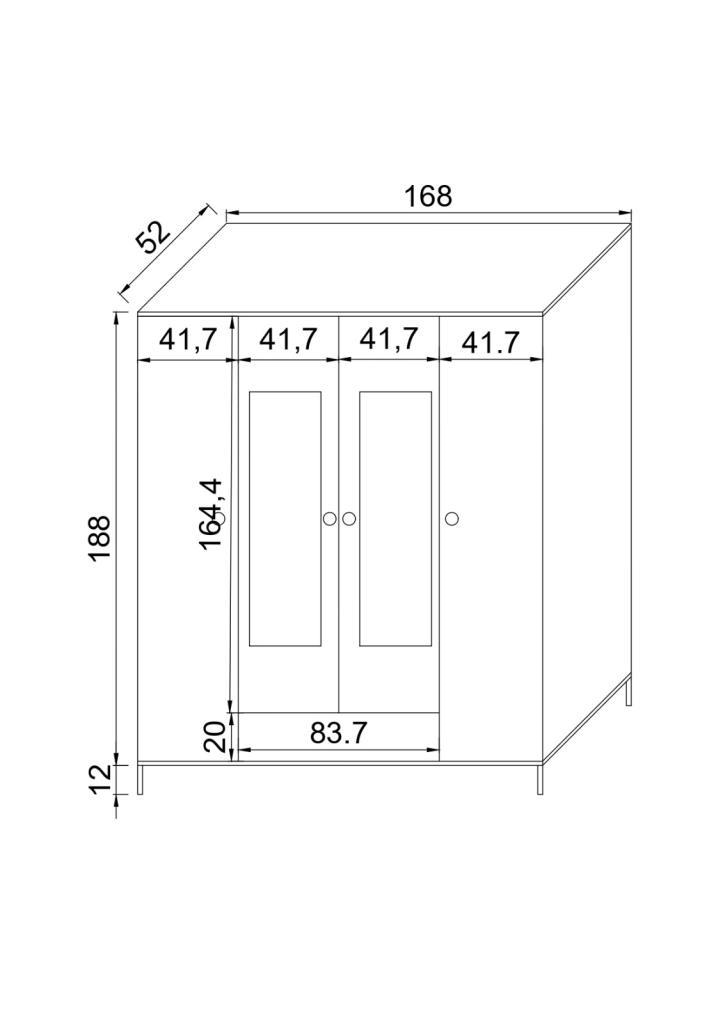 Kuzeylife Nevada 4 Kapaklı Aynalı Gardrop - 5