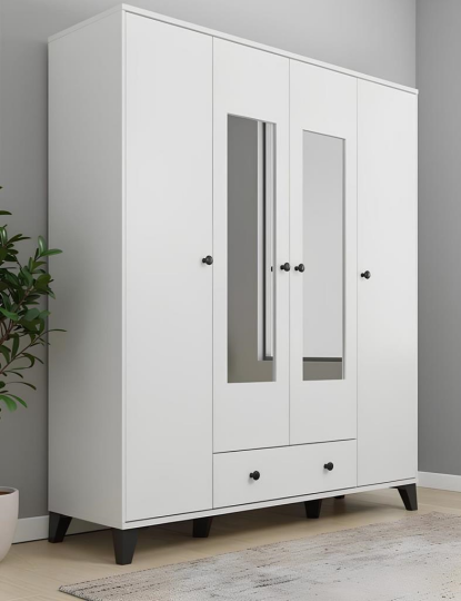 Kuzeylife Nevada 4 Kapaklı Aynalı Gardrop - 6