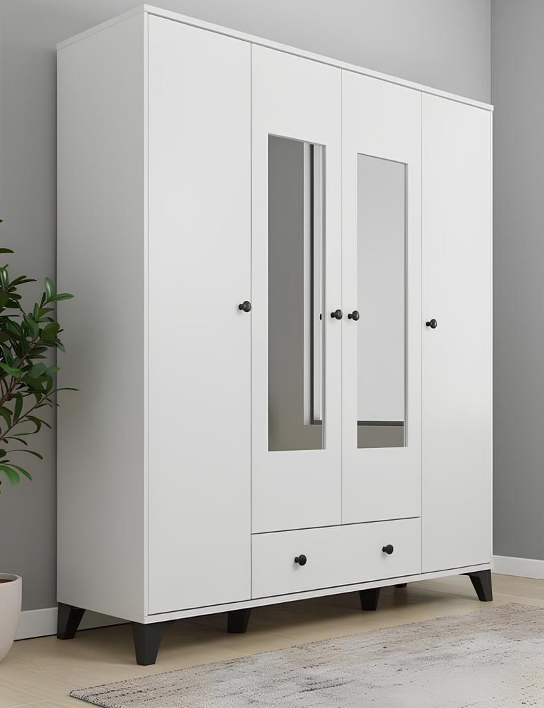 Kuzeylife Nevada 4 Kapaklı Aynalı Gardrop - 6