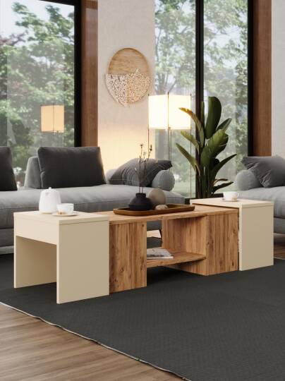 Kuzeylife Ople Zigonlu Orta Sehpa Atl. Çam Kum-Bej