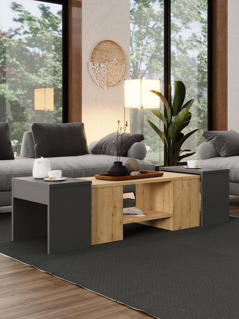 Kuzeylife Ople Zigonlu Orta Sehpa Safir Meşe Antr - 1