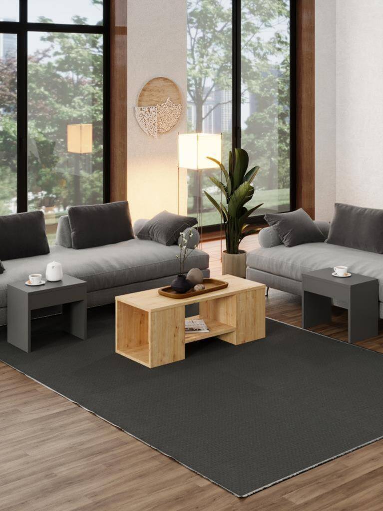 Kuzeylife Ople Zigonlu Orta Sehpa Safir Meşe Antr - 3