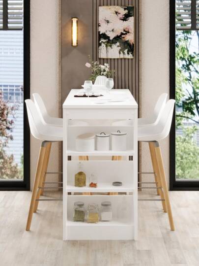 Kuzeylife Shelfy Bar Yemek Masası Beyaz - 2