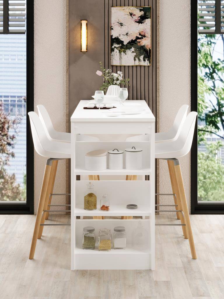 Kuzeylife Shelfy Bar Yemek Masası Beyaz - 2