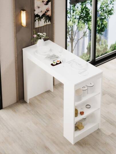 Kuzeylife Shelfy Bar Yemek Masası Beyaz - 3