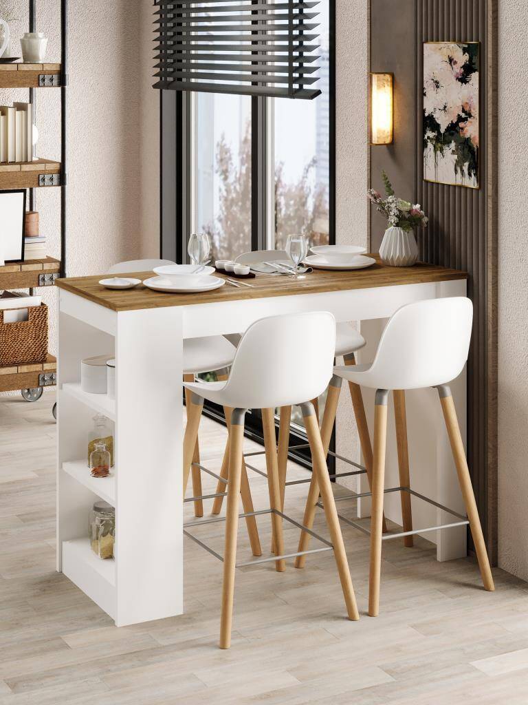 Kuzeylife Shelfy Bar Yemek Masası Safir Meşe - 1