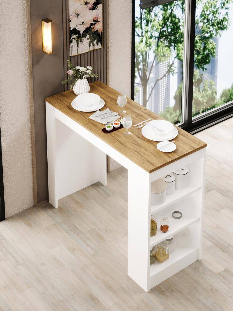 Kuzeylife Shelfy Bar Yemek Masası Safir Meşe - 3